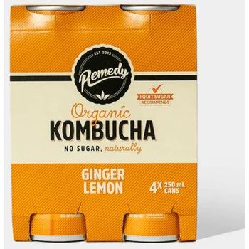 Remedy Organic Kombucha Ginger Lemon 4 x 250ml