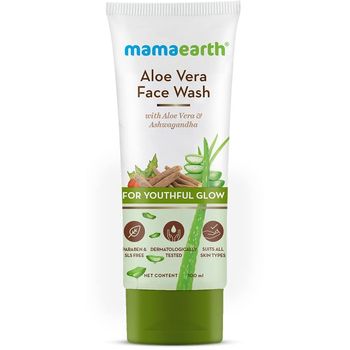 Mamaearth Aloe Vera Face Wash with Aloe Vera And Ashwagandha for a Youthful Glow 100ml