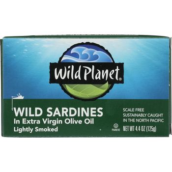 Wild Planet Lightly Smoked Wild Sardines in Extra Virgin Olive Oil 125g