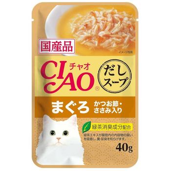 Ciao Soup Chicken Fillet Maguro Topping Dried Bonito Cat Wet Treat 40g