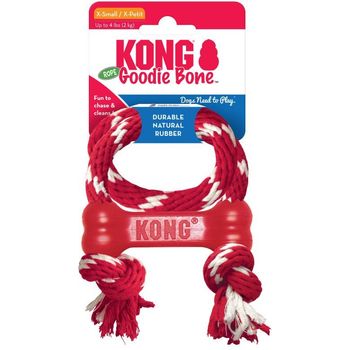 Kong Goodie Bone With Rope Dog Toy Red Extra Small