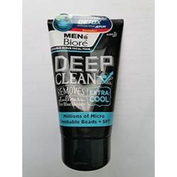 Biore Mens Double Scrub Extra Cool Facial Foam 100g Smooth Healthy Skin Extremely Cool Refreshing Sensation