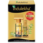 Indulekha Bringha Ayurvedic Hair Oil 100 ml, Hair Fall Control and Hair Growth with Bringharaj & Coconut Oil - Comb Applicator Bottle for Men & Women