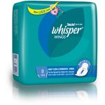 Whisper Sanitary Napkin Heavy Flow Overnight Wing 8s
