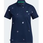 Adidas Women Golf Play Green Monogram Polo Shirt Blue