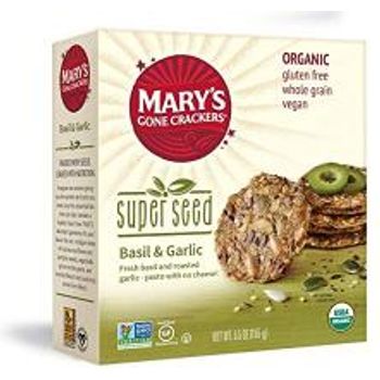 Mary's Gone Crackers Super Seed Crackers Organic Plant Based Protein Gluten Basil And Garlic 5.5 Ounce