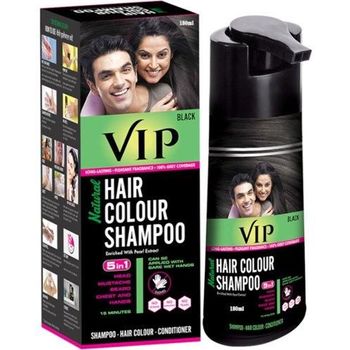 VIP 5 In 1 Hair Colour Shampoo Base Hair Color Black 180ml