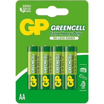 GP Extra Heavy Duty Greencell Battery AA 4pk
