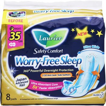 Laurier Worryfree Sleep Gathers Night Pads 35cm