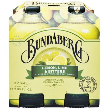 Bundaberg Sparkling Fruit Lemon Lime And Bitters 4 x 375ml