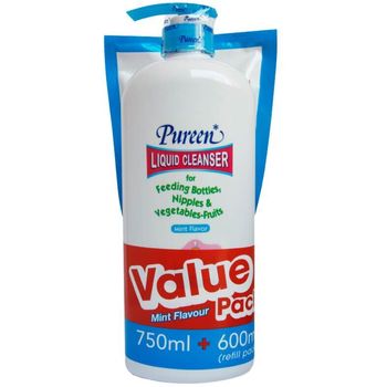 Pureen Liquid Cleanser Mint Value Pack 750ml And 600ml