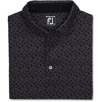 FootJoy Lisle Beach Print Self Collar Shirt 82281 Charcoal / Black