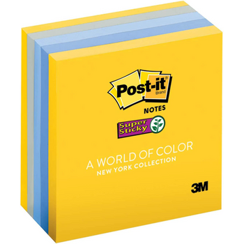 3M Post-it Super Sticky Notes, 654-5SSNY, 3 x 3", New York Collection, 5Pads / Pack