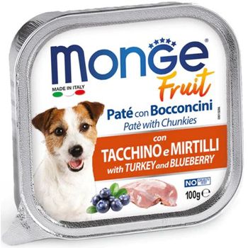 Monge Dog Fruit Turkey & Blueberry Pate with Chunkies 100g