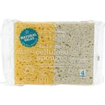 Natural Value Dual Surface Cellulose Sponges 4 Sponges