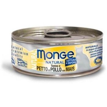 Monge Cat Canned Food Natural Tuna And Chicken With Corn 80g