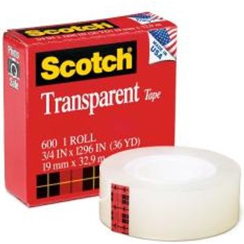 3M Scotch Transparent Tape 600, 19mm x 32.9m