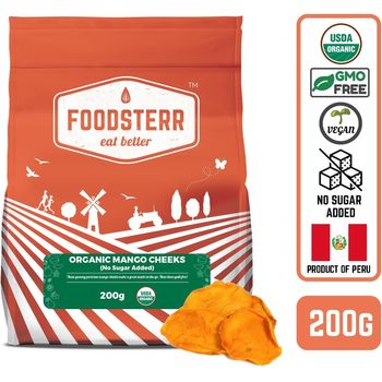 Foodsterr Organic Dried Mango Cheeks No Added Sugar 200g