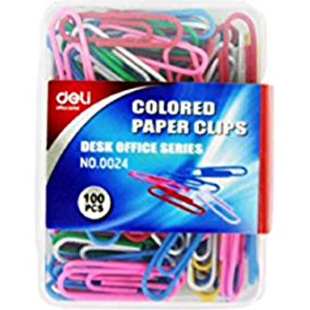 Deli Colored Paper Clips 100 Per Pack Assorted Colors 29mm