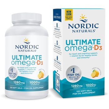 Nordic Naturals Ultimate 1000mg Omega D3 Lemon 120 Softgels