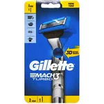 Gillette Mach3 Turbo Razor 1 Handle Plus 2 Cartridges