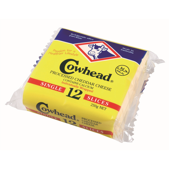 Cowhead Cheese Slices Cheddar 12pcs 250g
