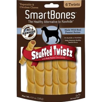 SmartBones Stuffed Twists Peanut Butter 6pck 195g