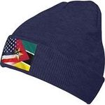 Night Butterfly Flag Of Mozambique And Usa Unisex Knit Beanie Hat Winter Knitted Beanies Cap Navy Blue