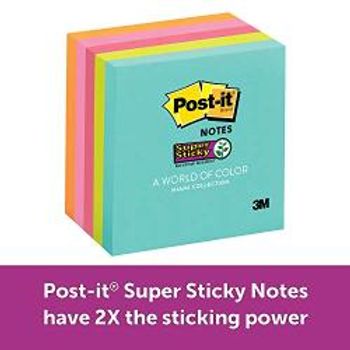 3M Post-it Notes Super Sticky Miami Collection 654-5SSMIA, 3" x 3" 5 Pads/Pack