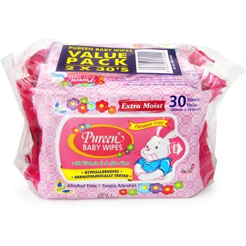 Pureen Baby Wipes pink 2 x 30s