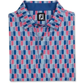 FootJoy Painted Tile Lisle Self Collar Sapphire / Rose / Mist