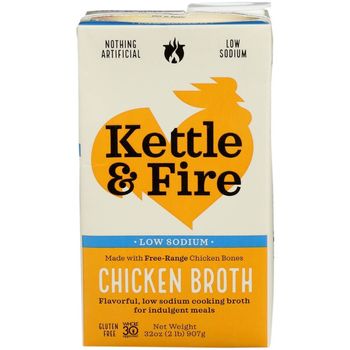 Kettle & Fire - Chicken Broth, Low Sodium Cooking Broth (32oz)