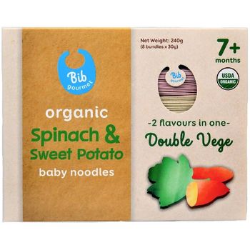 Bib Gourmet Organic Spinach And Sweet Potato Baby Noodles 8pcs 30g