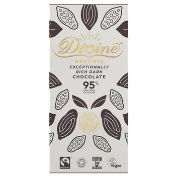 Divine Chocolate Organic FT Dark 95% Choc 80g