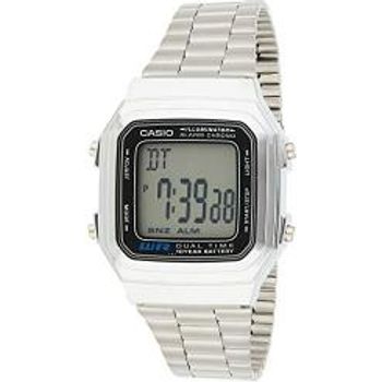 Casio Men's A178wa-1a Silver Stainless-steel Quartz Watch With Grey Dial