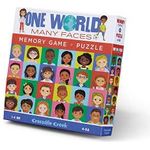 Crocodile Creek One World Many Faces 2-in-1 Puzzle + Game Set