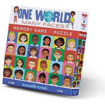 Crocodile Creek One World Many Faces 2-in-1 Puzzle + Game Set