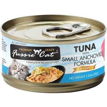 Fussie Cat Canned Cat Food Premium Tuna with Small Anchovies in Gravy 80g