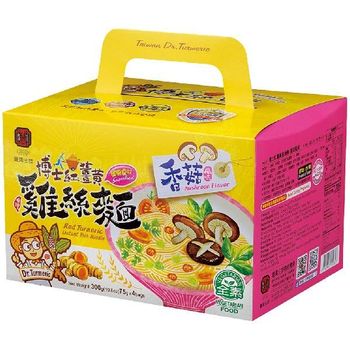 Dr. Plump Red Turmeric Shredded Chicken Noodles Shiitake Flavor 4 x 75g