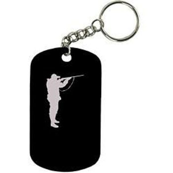 Personalized Engraved Custom Duck Hunting 2inch Colored Anodized Aluminum Customizable Keychain Dog Tag Black