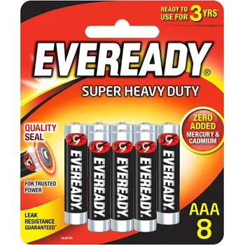 Eveready Super Heavy Duty AAA Bateries 8 Pieces