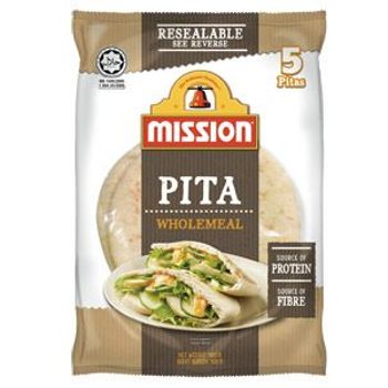 Mission Pita Wholemeal Bread 5pc Pack 400g