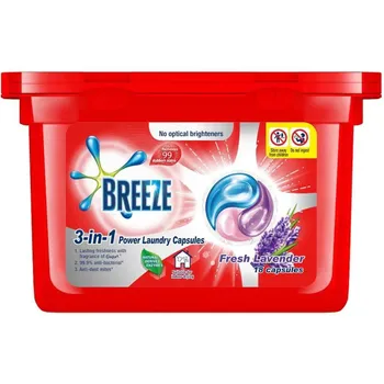 Breeze 3 in 1 Power Laundry Capsules Formulate With Naturally 18 Sachet 216g