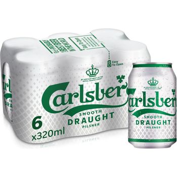 Carlsberg Smooth Draught Beer Can 6pcs 320ml