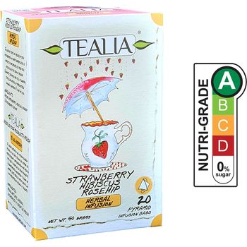 Tealia Strawberry Hibiscus Rosehip (Pyramid Infusion Bags) 40gm