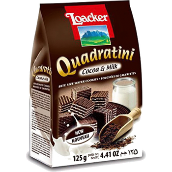 Loacker Quadratini Cocoa and Milk Wafer 125g