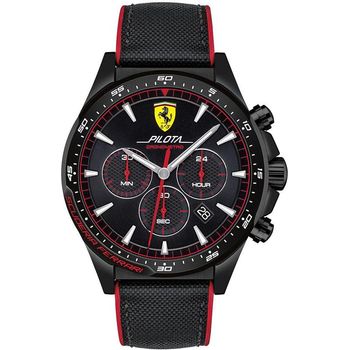 Scuderia Ferrari Pilota Chronograph Black Round Dial Mens Watch 0830623
