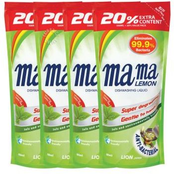 Mama Lemon Dishwashing Liquid Refill 4S 600ml Green Tea