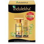 Indulekha Bringha Ayurvedic Hair Oil 100 ml, Hair Fall Control and Hair Growth with Bringharaj & Coconut Oil - Comb Applicator Bottle for Men & Women