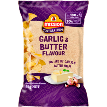 Mission Garlic And Butter Flavoured Tortilla Chips 65g